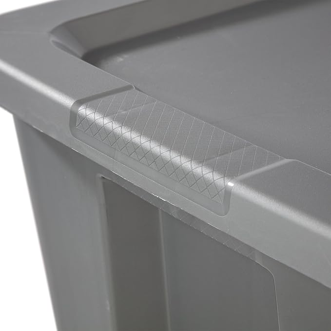 18-Gallon Plastic Storage Bins with Snap-on Lids – 8-Pack, Home Organization Essential (Light Gray)