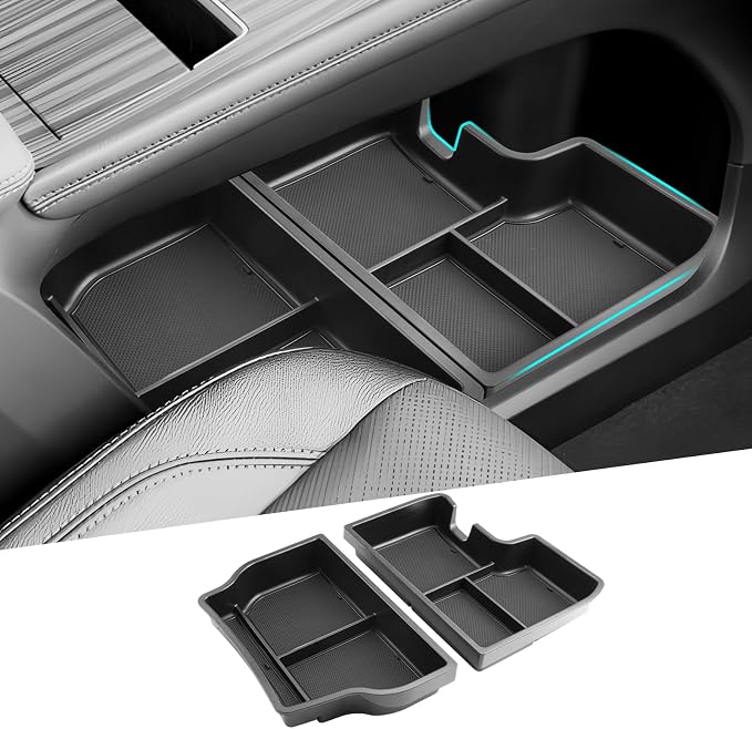 SHAOHAO 2 Pcs 2025 Sienna Lower Organizer for 2021 2022 2023 2024 2025 Sienna Accessories Under Console Organizer Double Space [NOT FOR 2025 Sienna with the Integrated FridgeBox]