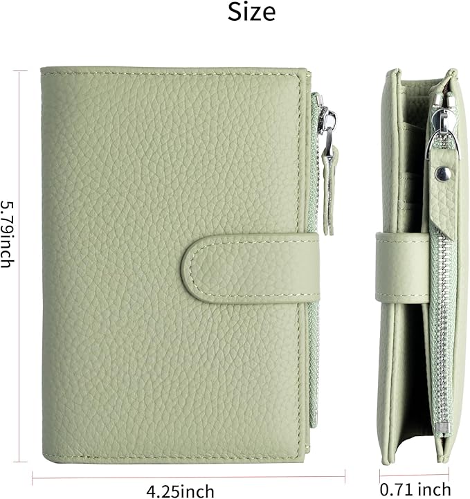 Passport wallet and Card Slot Combo RFID Blocking Slim Leather Travel Passport Wallet for Men and Women with Zippered Coins Pocket Passport holder, Light Green