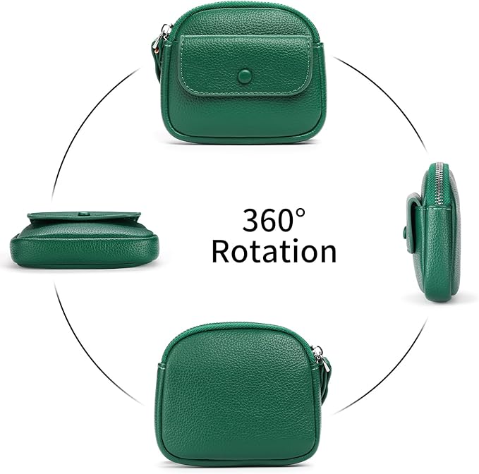 SENDEFN Women's Small Wristlet Coin Pouch Leather Zipper Purse RFID Protection