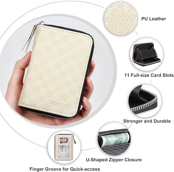 EcoVision Credit Card Holder RFID Card Case Wallet, Small Accordion Zipper Card Case Holder, Card Organizer Case for Women Men