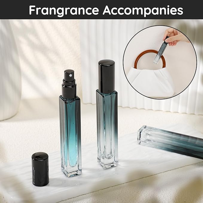 Segbeauty Atomizer Sprayer Set - 2pcs 10ML Refillable Mini Glass Perfume Spray Bottles with Funnel and Pipette, Portable Travel Cologne Sprayer Gradient Green