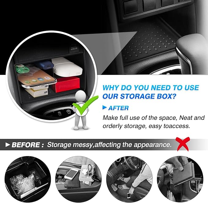 Autorder Center Console Organizer for Toyota Corolla Cross 2022 2023 2024 2025 Without Wireless Charger Accessories Armrest Storage Box Secondary Insert Tray Black(Not for Corolla)