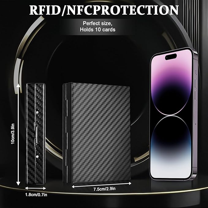 Textured Stainless Steel RFID Card Holder – Anti-Slip Etched Metal Credit Card Case with Unique Chevron Pattern – Slim Wallet for Men & Women (Blue)