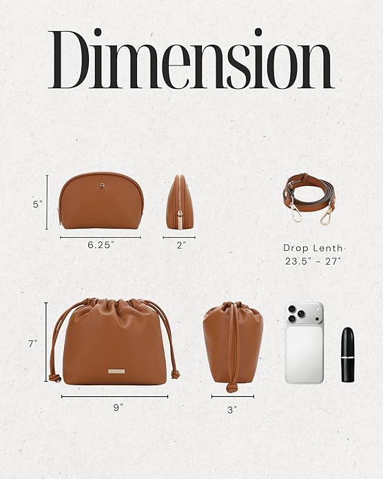 Mali+Lili Lola Beauty Bag Duo, Makeup Bag Travel Cosmetic Bag Set of 2, Vegan Leather Purse Crossbody Bags for Women and Girls, Cute Makeup Pouch, Travel Pouch, Crossbody Purses for Women | Duo