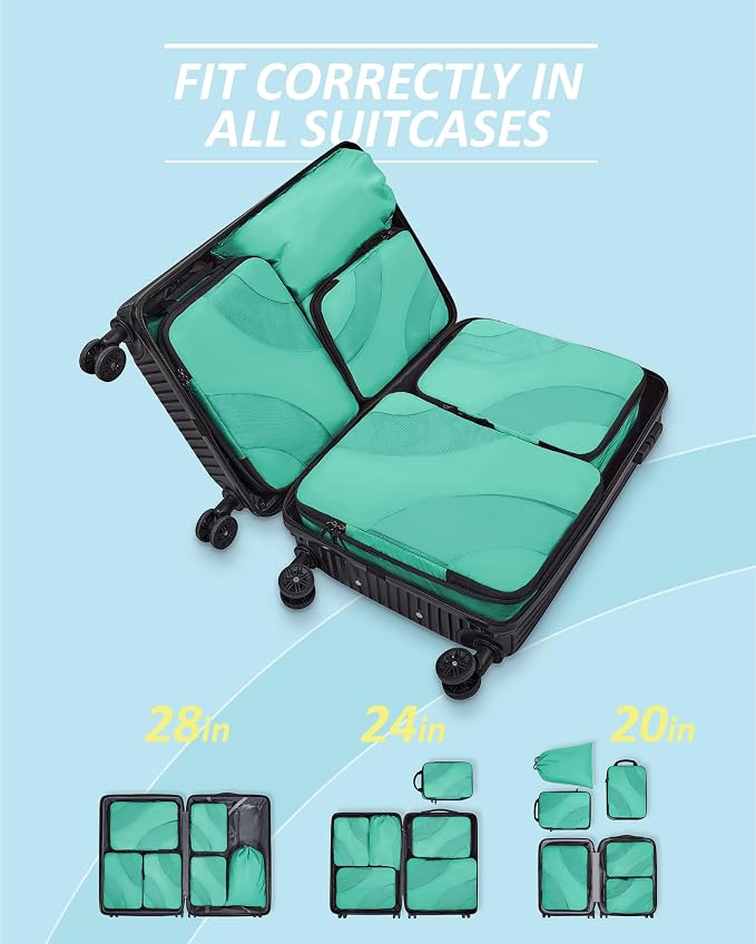 BAGSMART Compression Packing Cubes, 6 Set/4 Set/2 Set Travel Packing Cubes for Carry on Suitcases, Compression Suitcase Organizers Bag Set & Travel Cubes for Luggage, Lightweight Packing Organizers