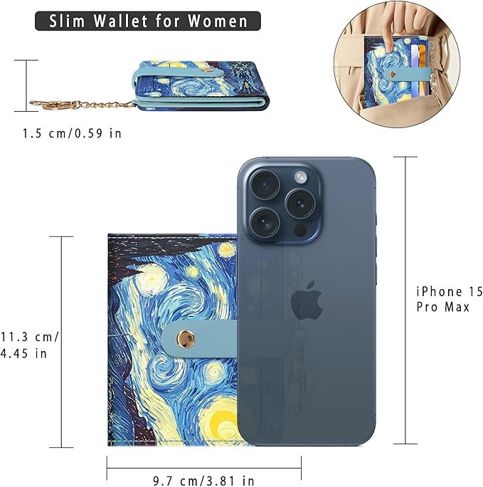 Airkit Small Wallets Woman RFID Blocking Leather Credit Card Holder - with ID Window - Card Wallets for Women - with Zipper Coin Purse - Keychain Wallet