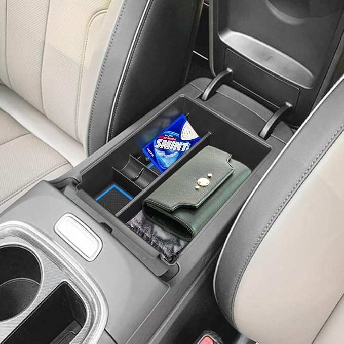 POSAID Center Console Organizer for 2022 2023 2024 Hyundai Santa Cruz Center Console Armrest Tray for 2022 Hyundai Tucson NX4 Storage Box Insert Tray with Coin Holder, Blue Trim