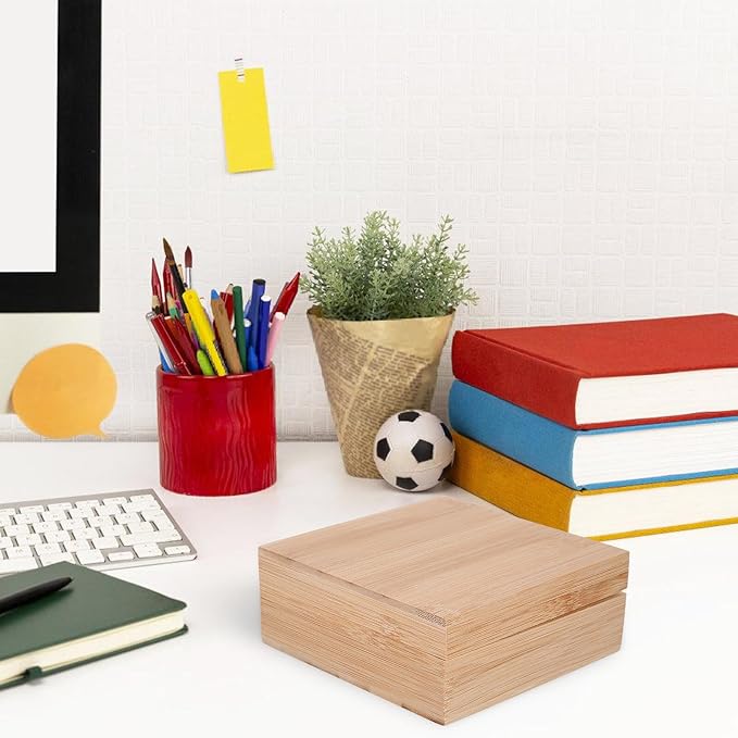 Wooden Desktop Organizer Box with Lid Storage Case for Home and Office Hand-polished Square Storage Bin Sleek Modern Design for Jewelry Cosmetics Stationery and Essentials