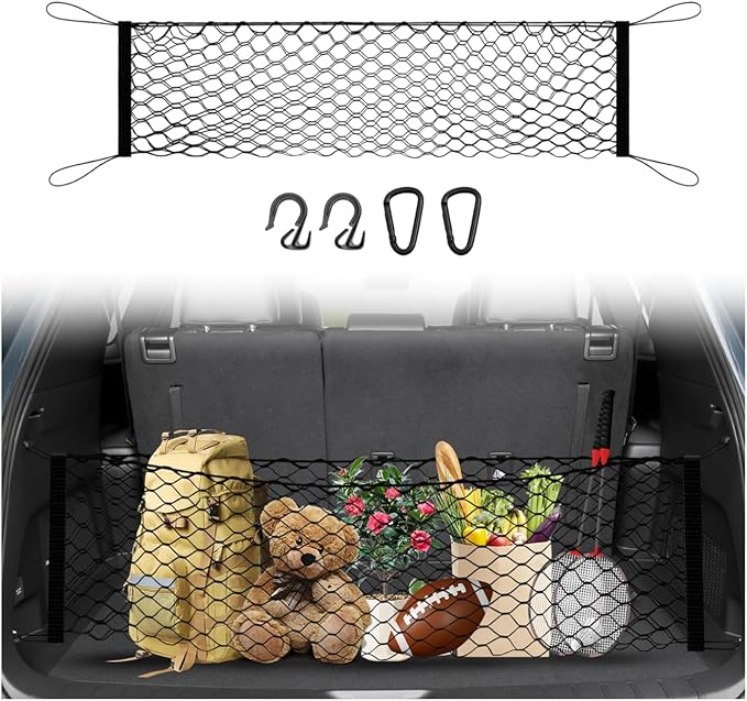 Karltys Cargo Net for Toyota Grand Highlander 2024-2026 Envelope Style | Elastic Mesh Net | Heavy Duty | Metal Hooks | Toyota Grand Highlander Trunk Net Accessories