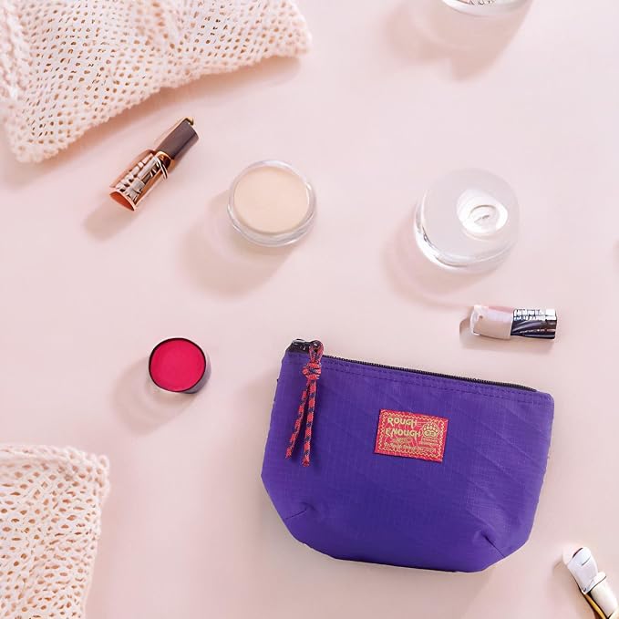 Rough Enough Small Cosmetic Bag for Travel Women Makeup Pouch Cute Compact Leak-Resistant Organization Storage Bags with YKK Zipper Purple