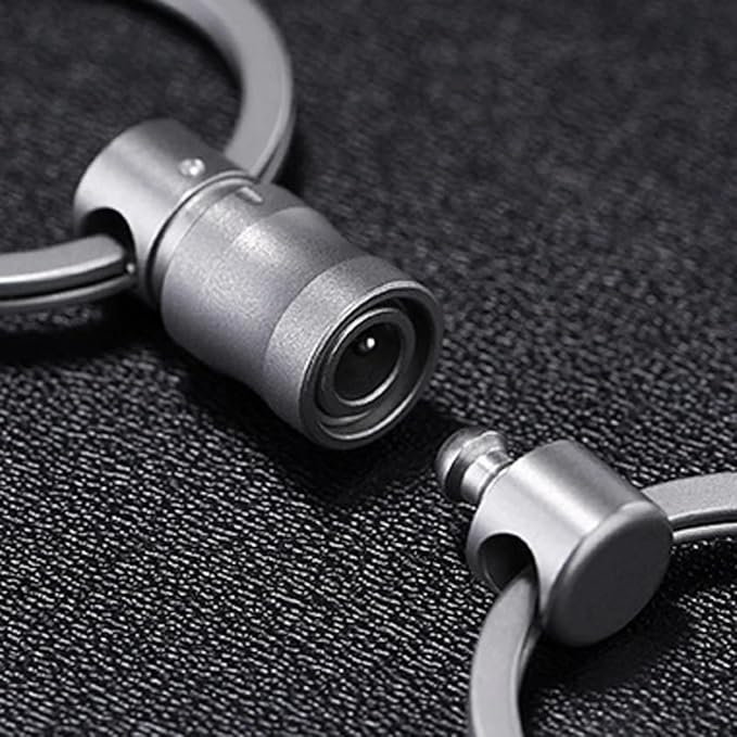 Titanium Quick Release Keychain, 360° Swivel Key Ring Clip with Double-End Lock, Heavy Duty EDC Key Holder for Men