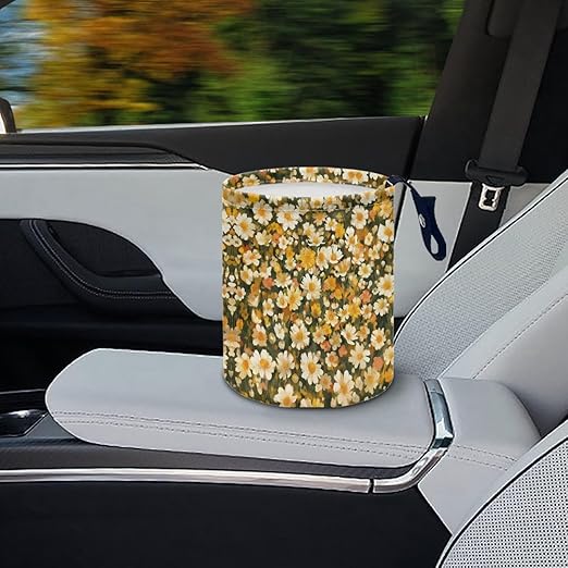 Black Cat Maple Leaf Pumpkin Car Front Seat Can Leak Proof Front Seat Back Seat Garbage Container Bag Kitchen Rubbish Bin Fashion Vehicle Organization Bin, Easy to Use