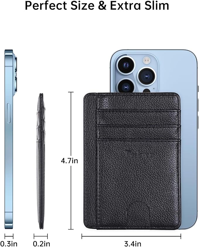 Teskyer Slim Wallet for Men, Minimalist Front Pocket RFID Blocking Leather Wallet Credit Card Holder for Men & Women