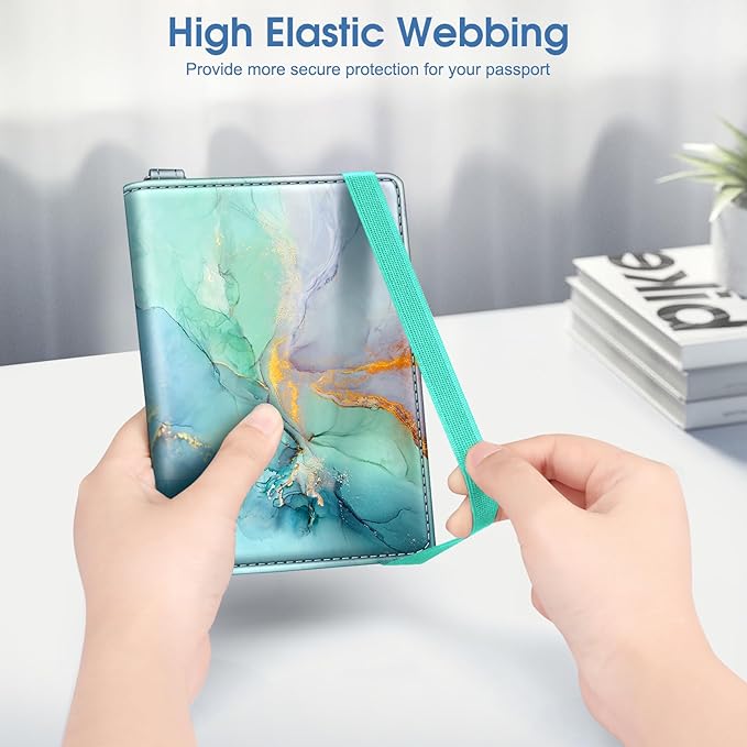 Fintie Passport Holder with Airtag Holder, Slim Travel Wallet RFID Blocking Passport Cover Protector Essentials with Credit Card Slots for Women/Men