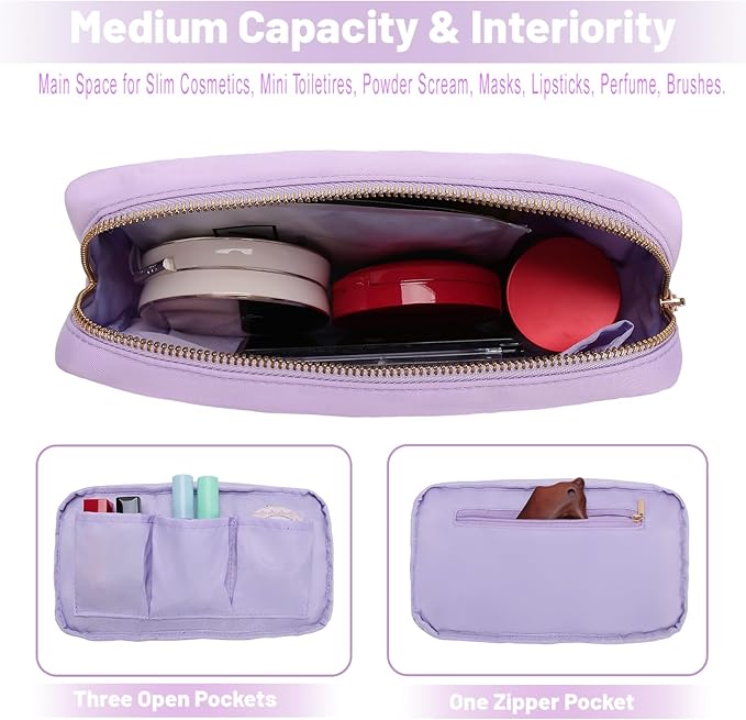 Travel Essentials Makeup Bag for Women Water-resistant Toiletry Organizer Nylon Cosmetic Pouch Preppy Stuff