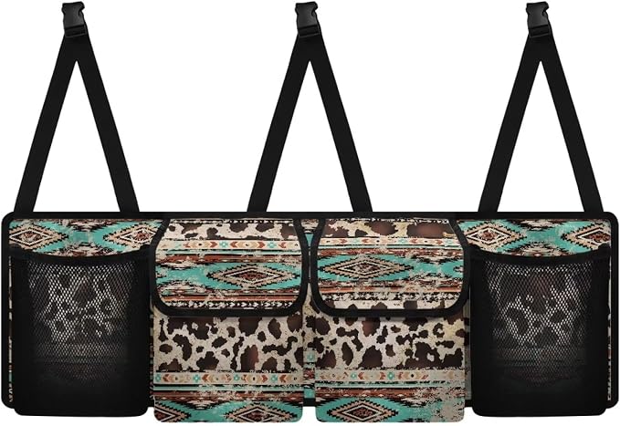 Tribal Car Trunk Organizer and Storage, Waterproof Backseat Hanging Organizer for SUV, Truck, Collapsible Cargo Storage Bag with 4 Pockets, Car Interior Accessories