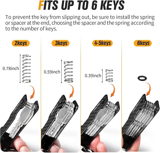 T-carbon Carbon Fiber Key Organizer, Mens Compact Key Holder Key Case for Key Chains Car Keys, Minimalist Keychain Holder Pocket-Sized, Secures 2-6 Keys