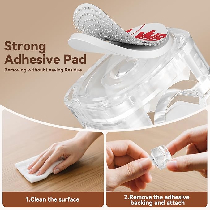 6Pack Rotatable Cord Organizer,Spring Cable Clips Desk Cable Management Cord Holder Adhesive Phone Charger Cord Clips for Home Office Car Wall Nightstand Accessories, Clear