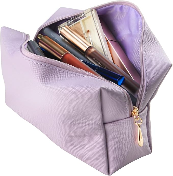 Small Makeup Bag Portable Cosmetic Bag for Women Makeup Pouch Waterproof Toiletry Bag for Travel (Light Purple, Normal)