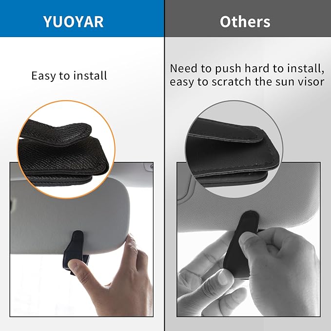 Yuoyar 2 Packs Magnetic Sunglass Holder for Car Visor - Universal Sunglasses Clip for Different Size Eyeglasses - Convenient Interior Car Accessories (Black)