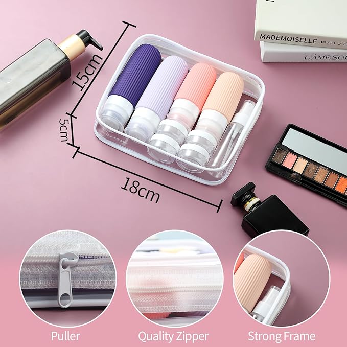 Mrsdry 16 Pack Travel Bottles Set, TSA Approved Leak Proof Silicone Squeezable Containers for Toiletries, Refillable Travel Accessories for Conditioner, Shampoo, Lotion & Body Wash Accessories
