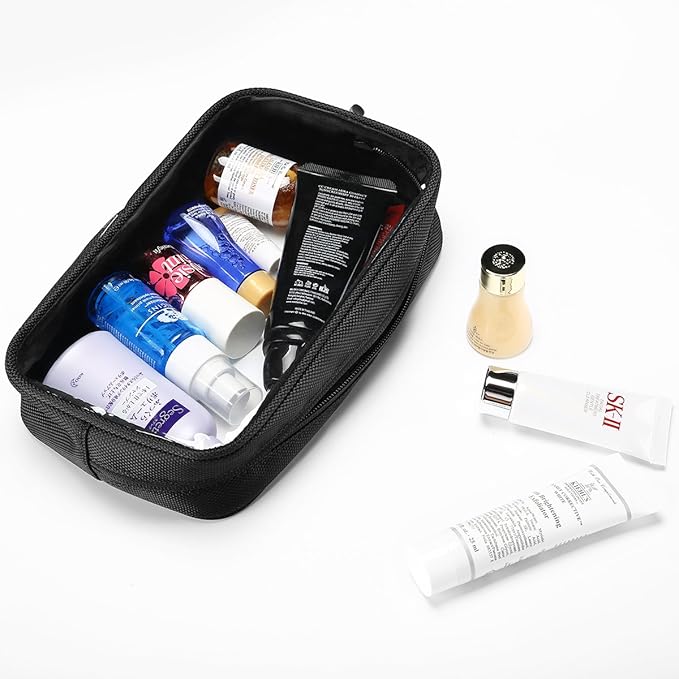 ProCase TSA Approved Travel Toiletry Bag Pouch, Matte Clear Travel Organizer Airport Carry-On Checkpoint Airline Compliant Storage Bag -2 Packs, Black