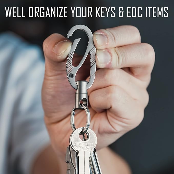 KeyUnity Titanium Carabiner Keychain Clip, Dual-Gate Quick Release EDC Key Ring Holder Organizer for Men and Women
