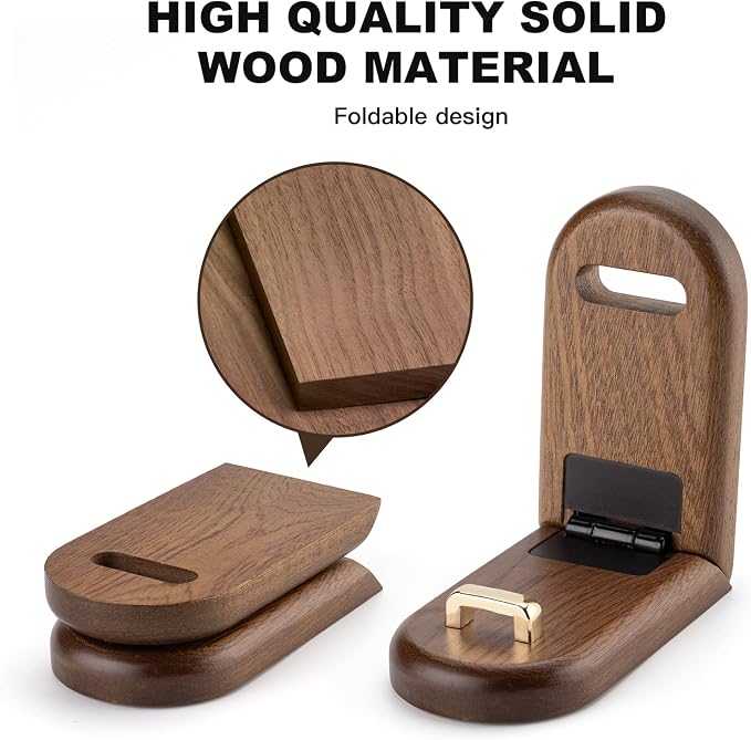 Wood Headphone Stand Wall Mount Holder, Sticky Headset Hook, Under Desk Headphone Hanger,Foldable Desk Headphone Hanger Earphone Clamp for Audio,Studio & Gaming Headphones, moderate