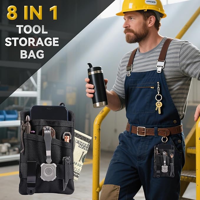 Platy Pocket Organizer, Durable EDC Tool Pouch for Men, Neck Wallet with Paracord Lanyard, Holds Flashlight, Multitool, Pen, Notebook