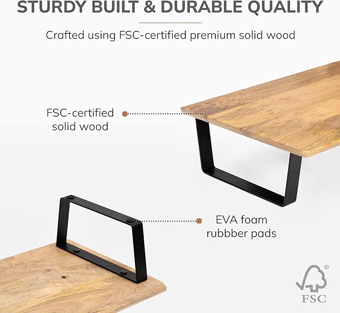 Anji Mountain Monitor Stand - Desktop Organizer & Laptop Riser, Ergonomic Monitor Riser, Space-Saving Monitor Stand for Desk, Durable Construction, Easy Assembly, Ideal for Home & Office,Natural