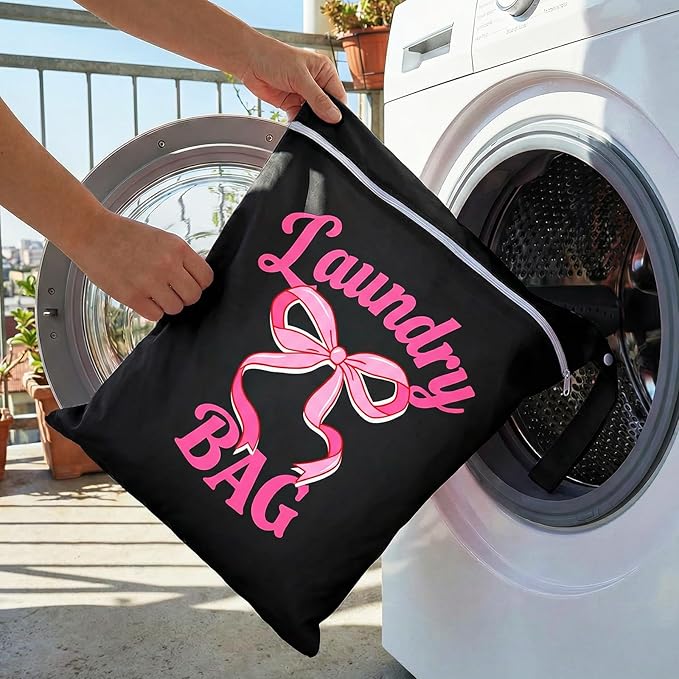 2 Pcs Large Travel Laundry Bags Waterproof Wet Dry Bag, Washable Dirty Clothes Bags for Travel，Drawstring, Bathing Suit, Workout, Gym Clothes Laundry, Swimming Pool & College Dorm, Black Bow