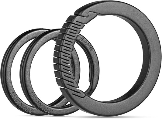 FEGVE Round Carabiner Keychain Clip, Spring Hook Key Chain Clip with 2pcs 1 Inch Key Rings for Men