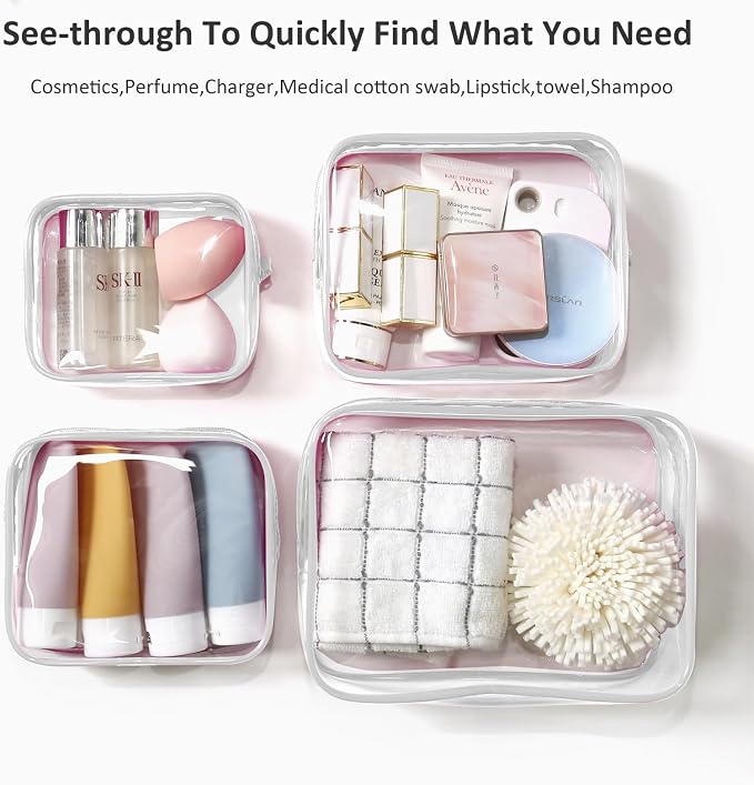 4 Pack Clear Bogg Beach Makup Bag Accessories with 3 Pack Insert Hooks for Bogg Bags, Clear Bogg Makeup Pouches Phone Holder for Bogg Bags Divider Storage Inner Compatible Pouch Travel Cosmetic Bag