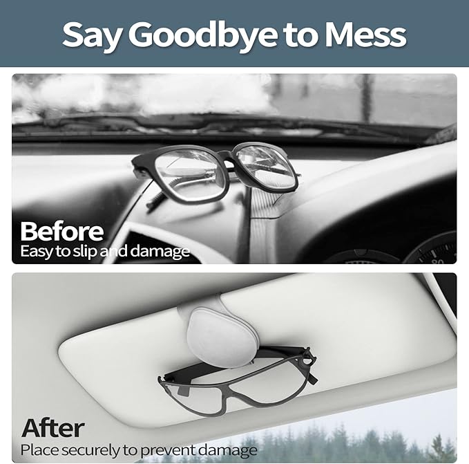 MoKo Sunglass Holder for Car, Leather Magnetic Sunglasses Holder for Car Sun Visor,Ticket Card Clip Sunglasses Mount Accessories for All Car Models, 2 Pack Grey