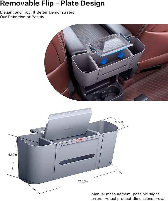 3-in-1 Rear Center Console Hanging Organizer for Toyota Sienna 2021-2025 2026, Backseat Organizer with Cup Holder, Tissue Holder & Phone Stand, Waterproof Easy Clean Sienna Accessories