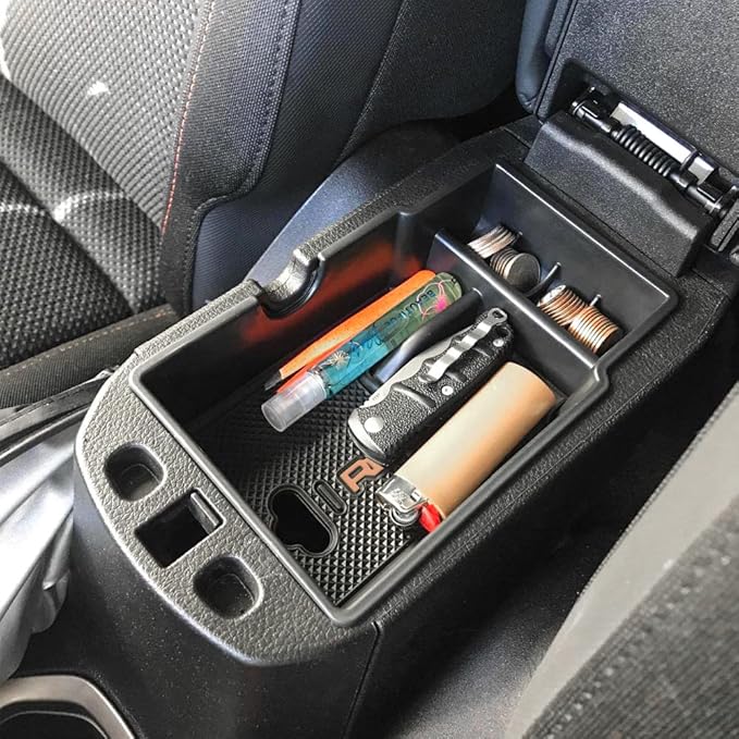 EDBETOS Center Console Organizer Tray Compatible with Jeep Renegade Accessories 2015-2019 2020 2021 2022 2023 Armrest Glove Box Secondary Storage (Orange Trim)