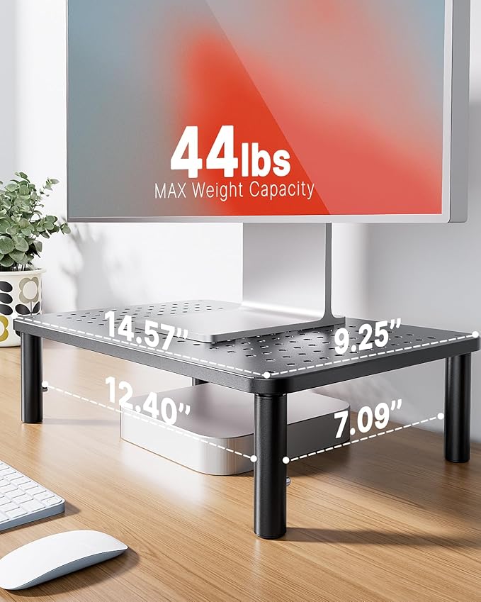 HUANUO Monitor Stand, Monitor Stand Riser 3 Height Adjustable, Monitor Riser with Airflow Vents, Laptop Stand for Desk, Laptop Riser, Desk Organizer for Monitor, 15.6" Laptop, PC, Printer