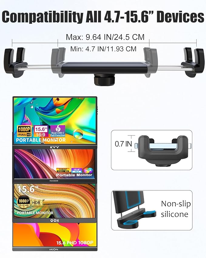 Single Monitor Desktop/Wall Mount Stand - Fits 4.7-15.6'' Monitor, Tablets, Surface Pro - Full Motion Adjustable with Metal Ball Head