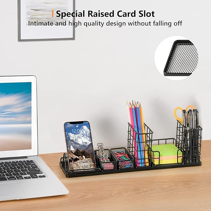 Topwey Pen Holder for Desk, Rotating Pencil Holder, Cup Holder for Desk Office, Pen Organizer in Black (Jet Black)