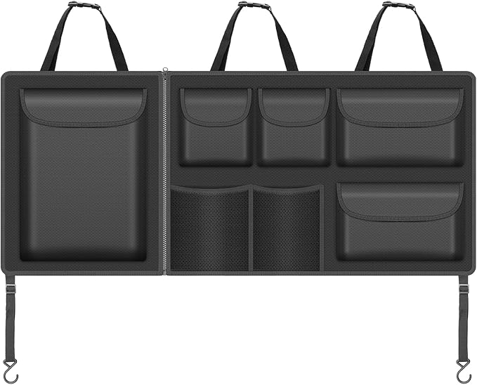 Detachable Hanging Trunk Organizer, Foldable Car Trunks Organizer Back Seat Hangings with 7 Large Compartments, Hanging Trunk Organizer for SUVs, Jeeps, Hatchbacks