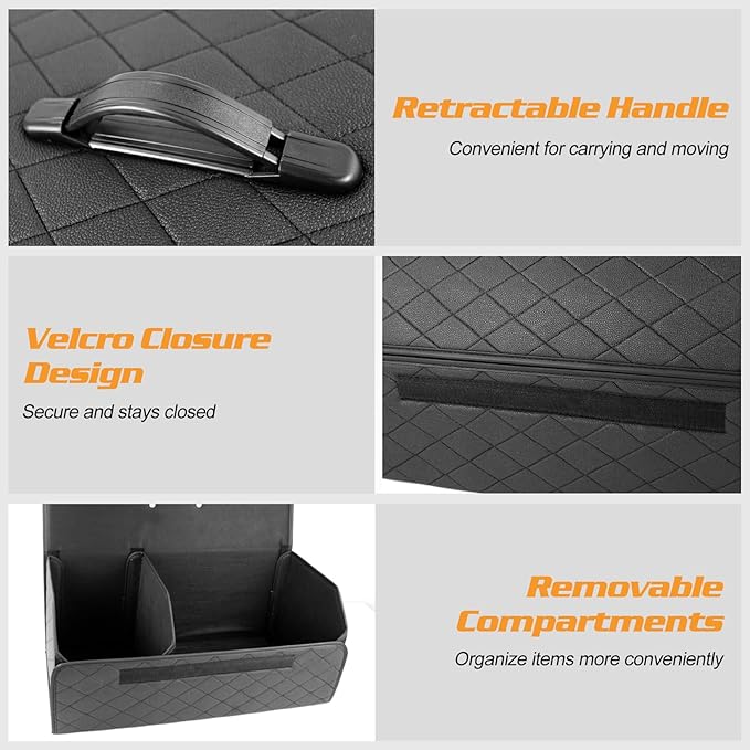 Ergocar Car Trunk Organizer Luxury Foldable Car Boot Tidy Storage Box Waterproof PU Car Boot Storage Organiser for Car/SUV/Truck/Auto (Brown-S)