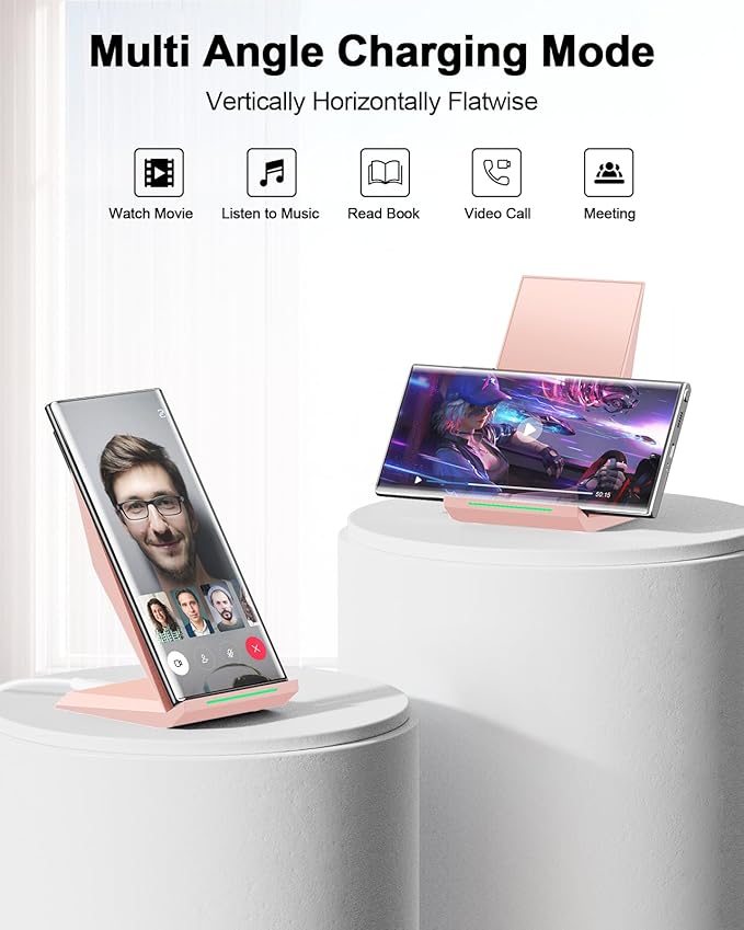 NANAMI Wireless Charger - Wireless Charging Stand Compatible with iPhone 17/17 Air/16/15/14/13/12/11 Pro, 10W Phone Charger Dock Desktop Charging for Samsung Galaxy S26/S26+/S25/S24/S23/S22/S21/S20