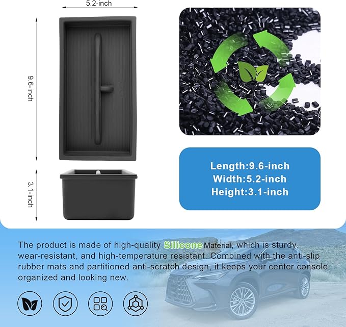 Double-Layer 2022-2026 NX 250/350/350h/450h+ Center Console Organizer for Lexus NX, Durable Silicone Console Tray Insert 2025 2026 NX250/350/350h/450h+ Accessories