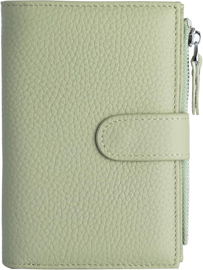 Passport wallet and Card Slot Combo RFID Blocking Slim Leather Travel Passport Wallet for Men and Women with Zippered Coins Pocket Passport holder, Light Green