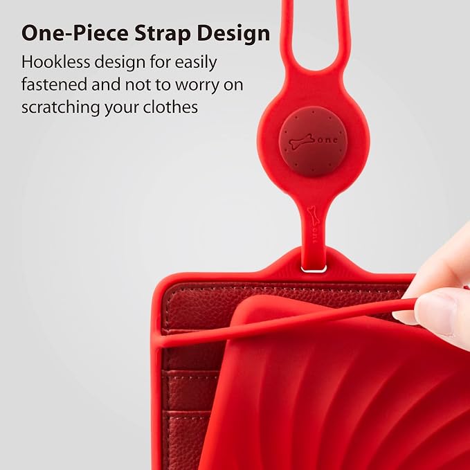 Bone Lanyard Passport Holder, Passport Cover with Travel Gadget Set & Card Slots, Duel-Sided Passport Wallet with Leather & Premium Silicone (Red)