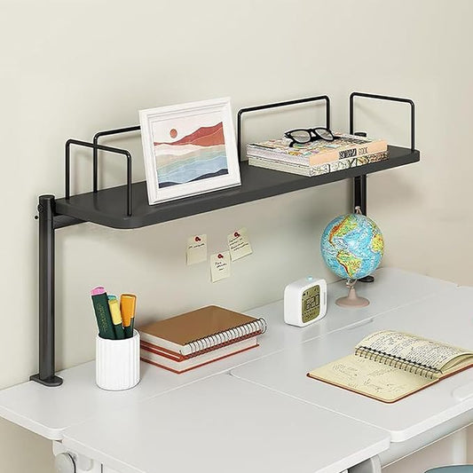 Clamp On Desk Organizer Shelf Extender Side Table Shelf Metal Desk ShelfTable Shelving Unit Design C-Clamp-on Above Or Under Desktop StorageShelf(Black,60cm/23.6")