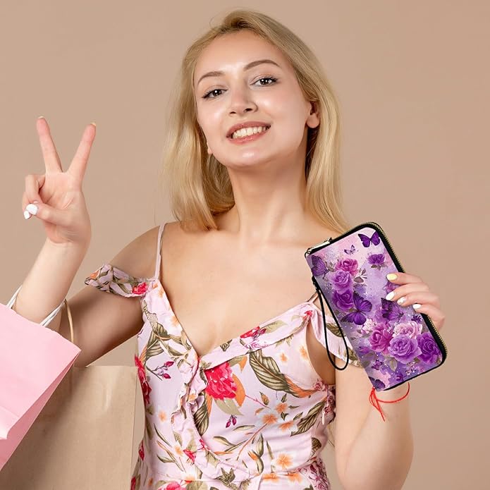 Wristlet Wallet for Women, RFID Blocking Phone Wallet, Large Capacity Zip Around Clutch, Fits iPhone 15 Pro Max, Travel Organizer Purse