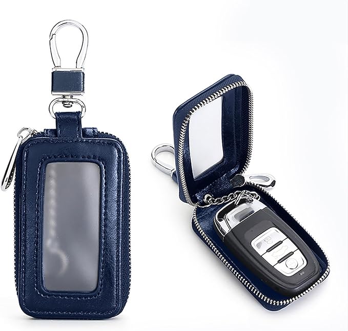 vvag Premium Car Key Fob Case Genuine Leather Car Smart Key fob Holder Car Remote Keychain Bag Universal