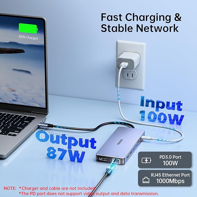 USB C Laptop Docking Station Dual Monitor for Dell/Lenovo/HP, 15 in 1 USB C Hub Multiport Adapter Dongle Dock USB-C to 2 HDMI 4K@60Hz, 8K DisplayPort, 2 USB-C 10Gbps, 5 USB-A, 100W PD, Ethernet, SD/TF